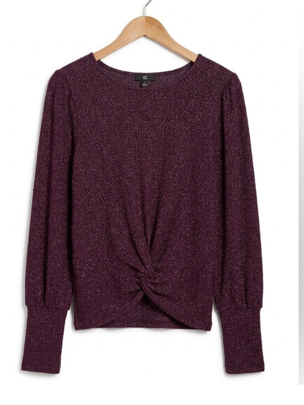 Iz Byer NWOT Plum Knit Knot-Front Top